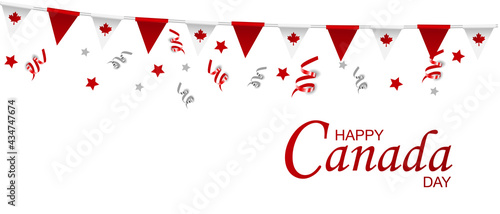 Canada Day vector illustration, Canadian flag and maple leaves, red and white vector