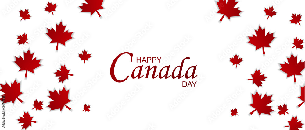 Canada Day vector illustration, Canadian flag and maple leaves, red and white vector