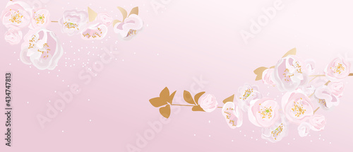 Floral frame. Framing from branches of sakura, japanese cherry on a white background