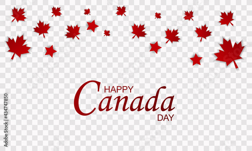 Canada Day vector illustration, Canadian flag and maple leaves, red and white vector