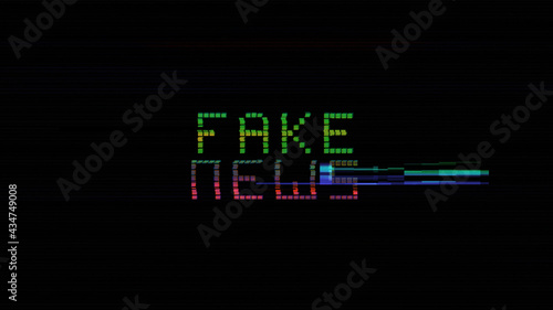 Fake News Text Glitch on Black Background