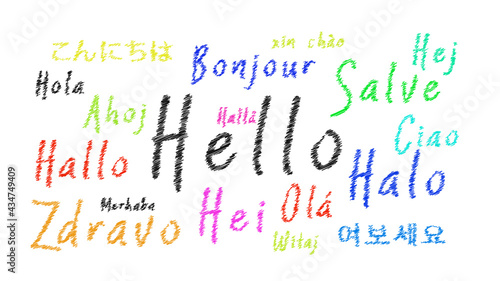 Hello Hand Writing Style in Multi Language photo