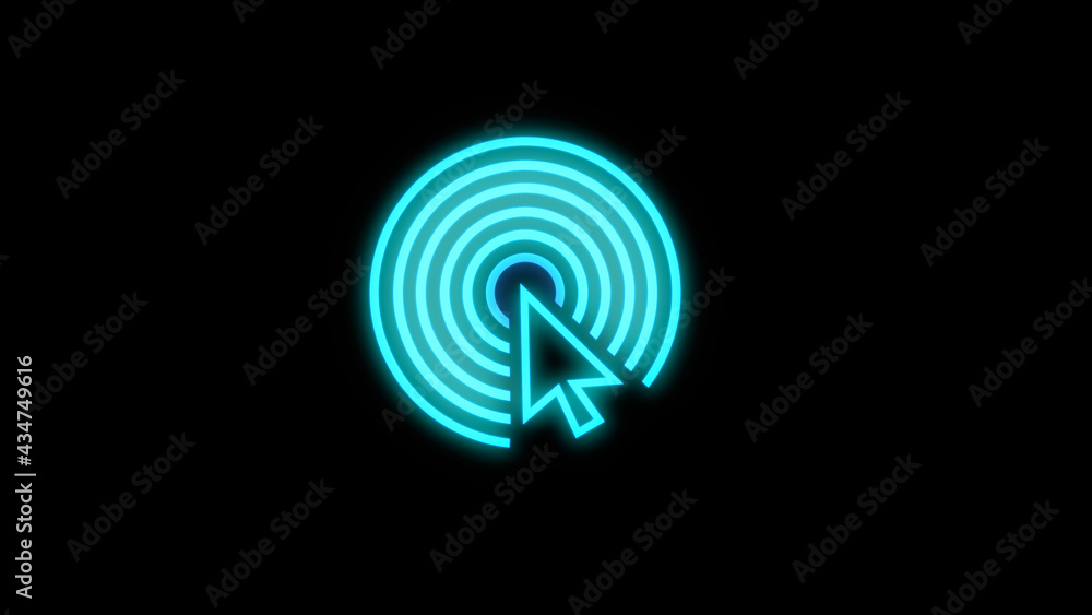 Neon Glow Pointer Arrow Cursor Clicking on Black background Neon Glow Pointer Arrow Cursor Clicking on Black background