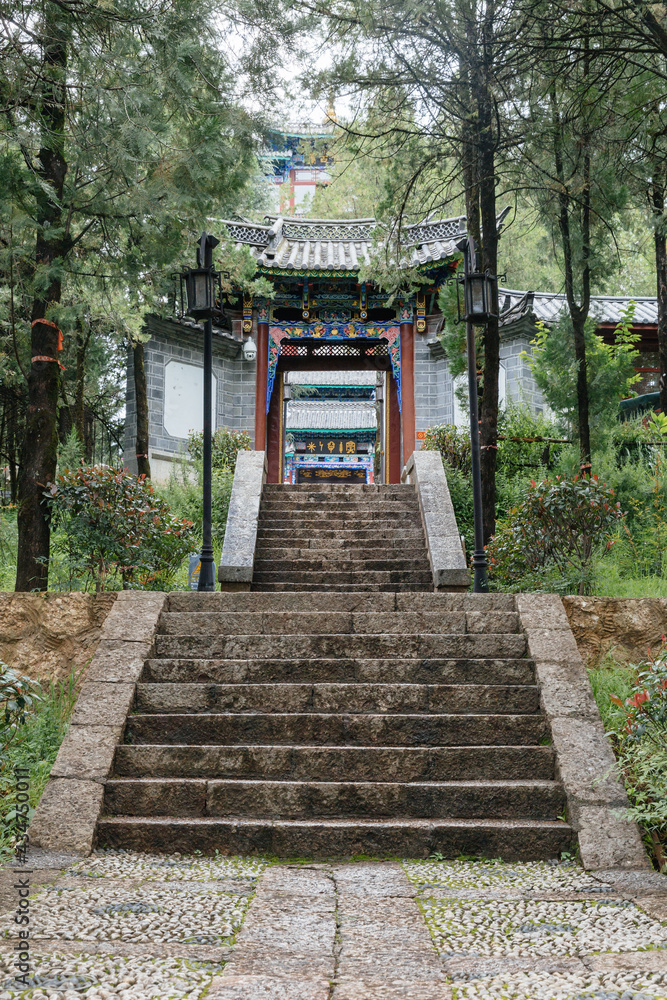 Entrance to Wangu Tower in old town of Lijiang, Yunan, China Entrance to Wangu Tower in old town of Lijiang, Yunan, China