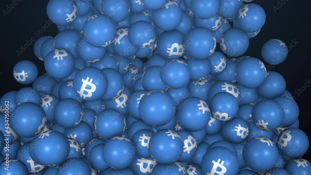 Falling screen balls with bitcoin symbol Falling screen balls with bitcoin symbol
