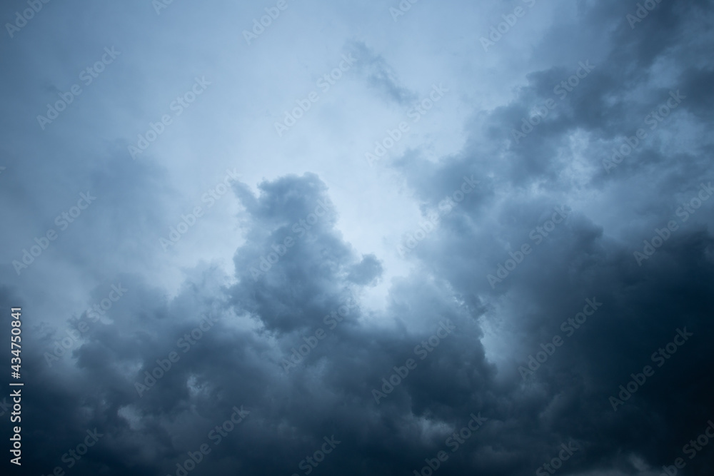Dark Dramatic Storm Clouds Background Bottom View.