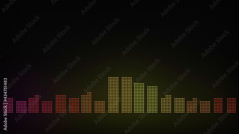 Colourful Audio Equaliser Display on LED Screen Panel