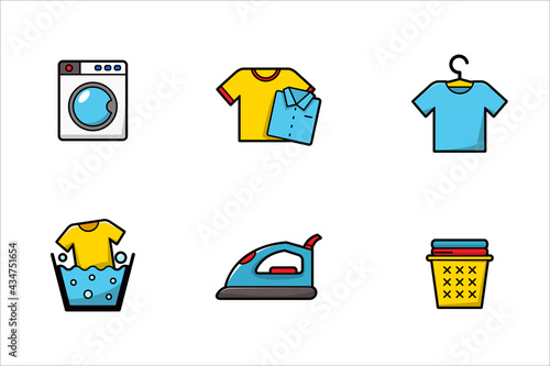 Laundry vector collection isolated on white background. Colorful design of laundry icon
