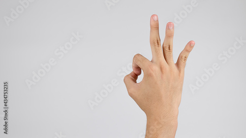 The hand that gestures is an OK sign and is separated from the background.  Clipping Path 