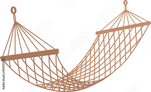 Brown mesh hammock on a white background. Vector illustration