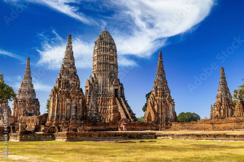 Archaeological site at Wat Chaiwatthanaram in Ayutthaya province, Thailand. Temple in Ayutthaya historical park. UNESCO world heritage © aTick