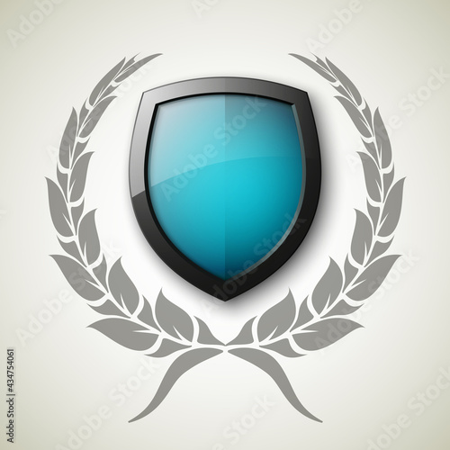 Protected guard shield concept. Safety badge, protection icon. Privacy colorful banner shield. Security label. Defense tag. Presentation shining sticker shield. Defense safeguard sign. badge