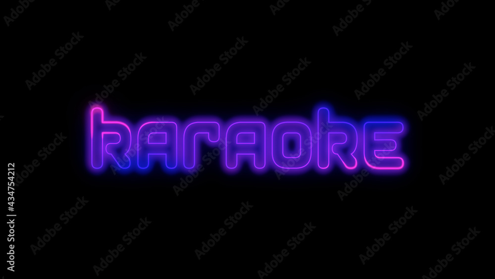 Karaoke Neon Glow Text on Black Background Karaoke Neon Glow Text on Black Background