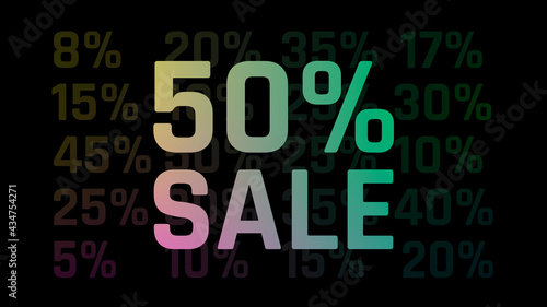 50% discount sale on black background