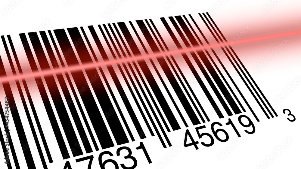 Close Up Barcode Scanning on White Background Close Up Barcode Scanning on White Background