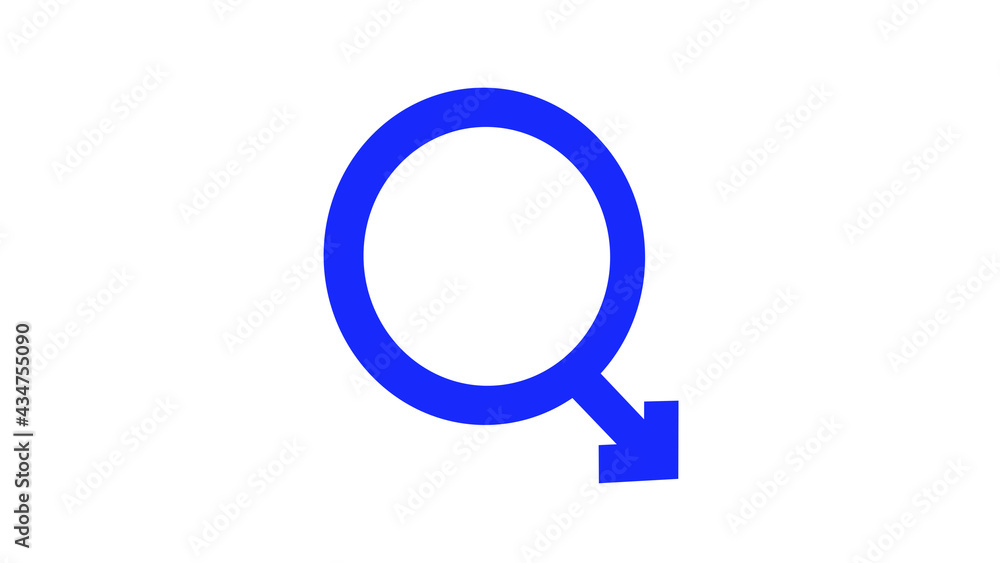 Male Sex Symbol Rotating on White Background Male Sex Symbol Rotating on White Background