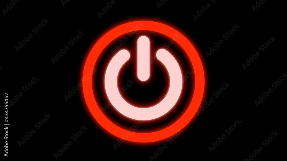 Simple Glowing Red Button Turn on and Off on Black Background Simple Glowing Red Button Turn on and Off on Black Background