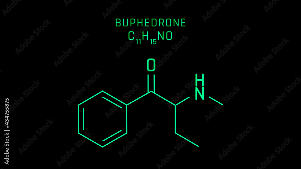 Fototapeta premium Buphedrone or MABP Molecular Structure Symbol on black background
