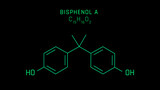 Bisphenol A or BPA Molecular Structure Symbol on black background