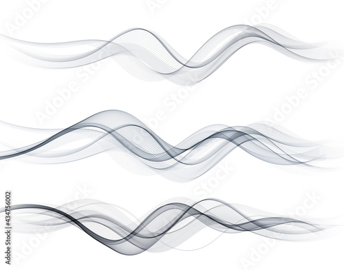 Vector abstract flowing wave lines isolated on white background. Design element for technology, science, modern concept. photo