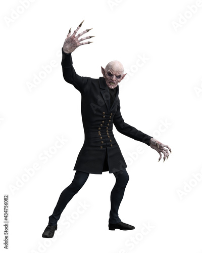 Vampire demon in taunting pose. 3d illustration isolated on white background.