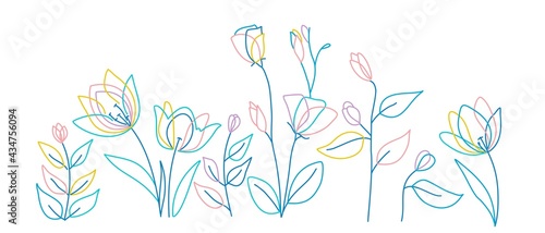 Colorful silhouettes of grass, flowers and herbs.