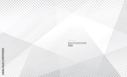 Abstract white gray technology geometric with halftone background. Modern futuristic concept. You can use for cover template, poster, banner web, flyer, Landing page, Print ad. Vector illustration