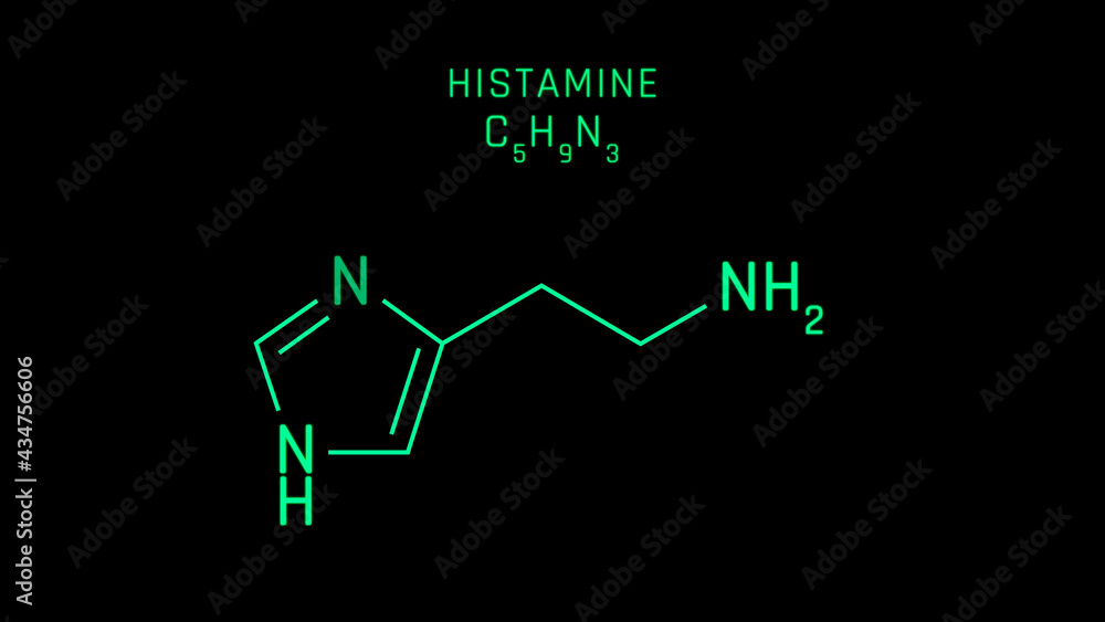 Histamines Molecular Structure Symbol on black background