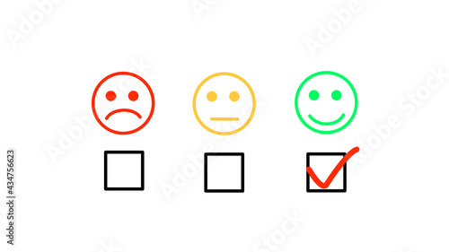 Choosing Happy on Horizontal Emoticon Customer Service Evaluation or Rating Review