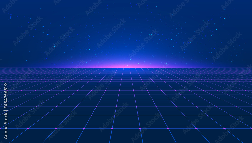 Abstract bright retro blue pink purple background futuristic landscape