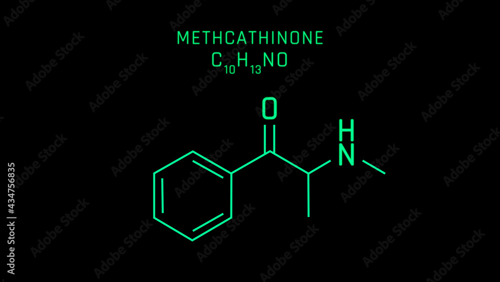 Methcathinone Molecular Structure Symbol on black background Methcathinone Molecular Structure Symbol on black background