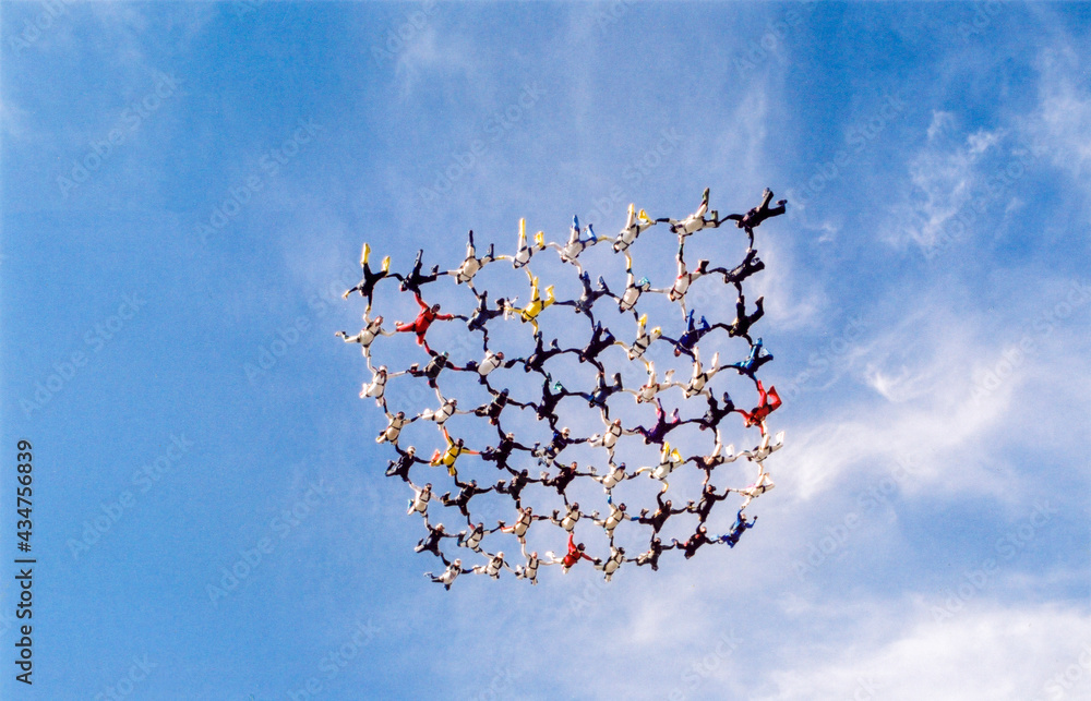 Photography Poster Large skydiving formation with 64 skydivers