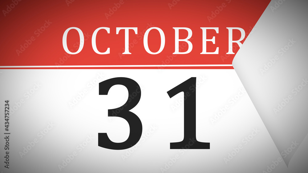 Last Day on Month of October Calendar Page Turn Last Day on Month of October Calendar Page Turn