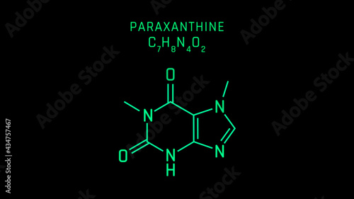 Paraxanthine Molecular Structure Symbol Neon on black background photo