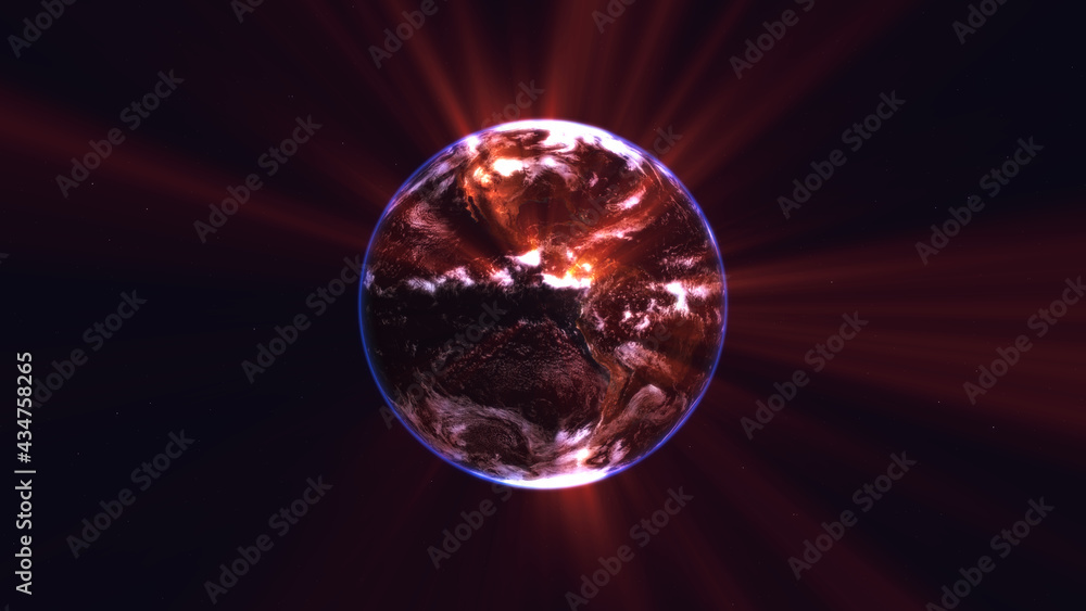earth globe with glowing details and light rays. 3d illustration. earth globe with glowing details and light rays. 3d illustration.