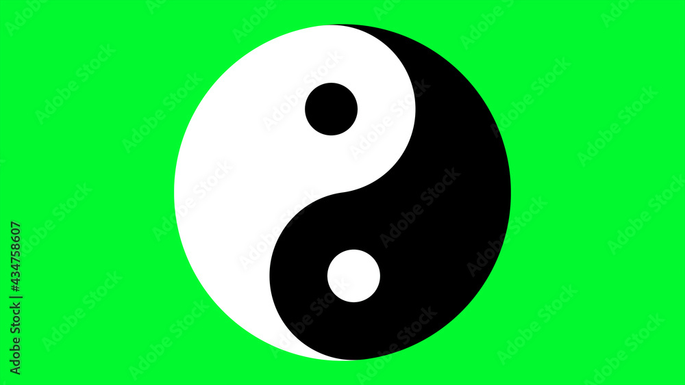 Yin Yang Symbol on Green Screen Yin Yang Symbol on Green Screen