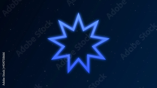 Bahai Symbol or Ninepointed Star on Space Background photo