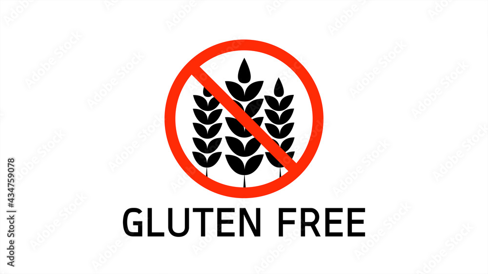 Gluten Free Symbol with Text on White Background Gluten Free Symbol with Text on White Background