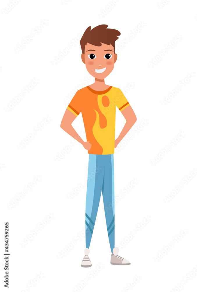 illustration of young smiling men in casual cloth under the white background. Front view man illustration of young smiling men in casual cloth under the white background. Front view man
