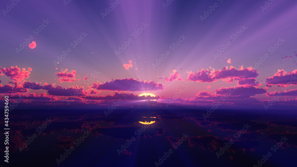 sunset calmly sea sun ray 3d render sunset calmly sea sun ray 3d render