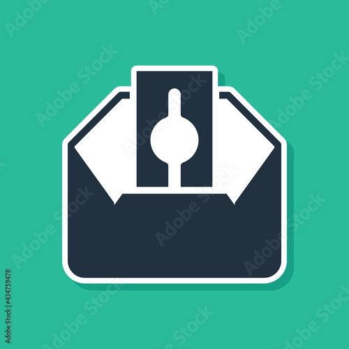 Blue Donate or pay your zakat as muslim obligatory icon isolated on green background. Muslim charity or alms in ramadan kareem before eid al-fir. Vector