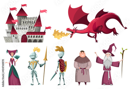 Wall Mural Icons set of Medieval Kingdom Characters
