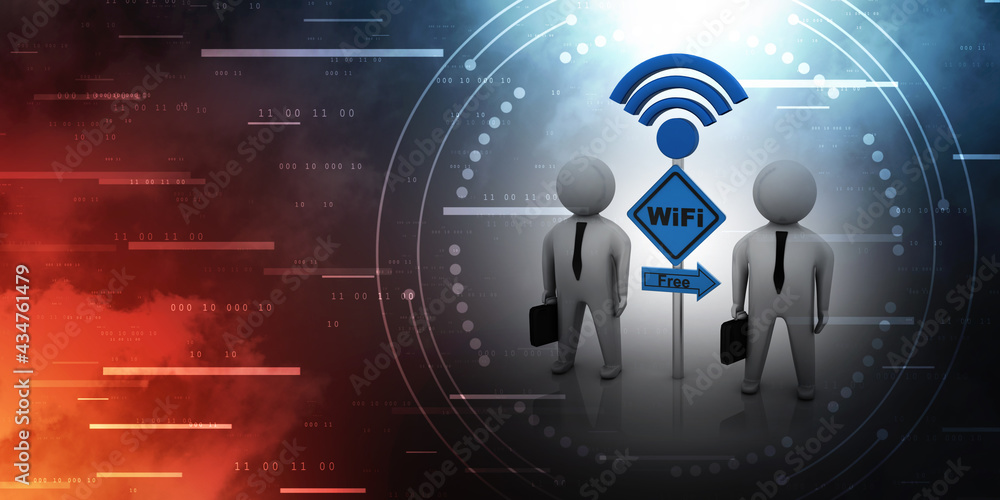 Fototapeta premium 3d illustration Business Network with wifi 