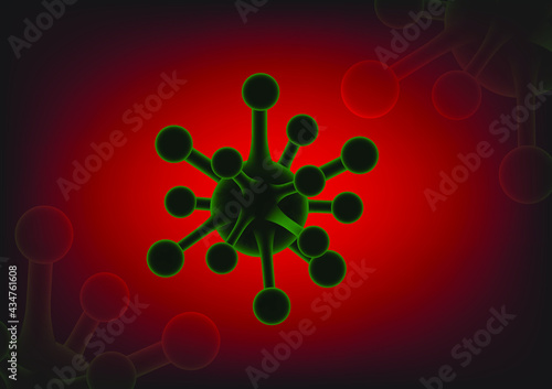 graphic image of green dirty viruses or germs floatingon dark red bloodstream background, concept for dangerous microorganism is spreading or coronavirus spreading in this time