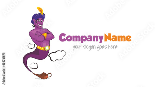 logo design with image of a purple genie