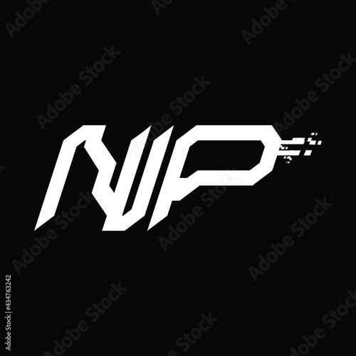 NP Logo monogram abstract speed technology design template
