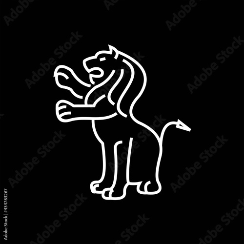 lion animal vector outline logo design