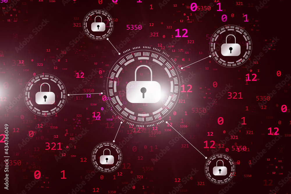 Obraz premium 2d illustration Safety concept: Closed Padlock on digital background 