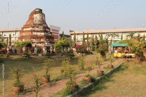 ruined brick buddhist temple  Wat Thammikarat  in ayutthaya  thailand  