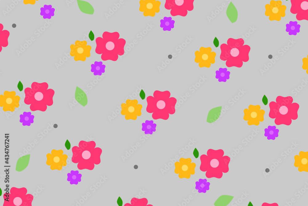 flowers pattern background, flat style ,top view, vector illustration
